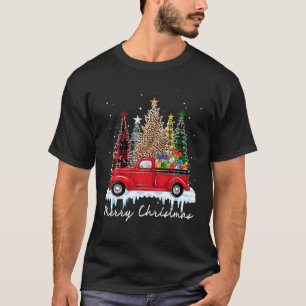 Frohe Weihnachtsbaum Leopard Kariert Rot Grün Last T-Shirt