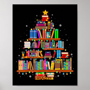Frohe Weihnachtsbaum Lesebücher Liebhaber Biblioth Poster