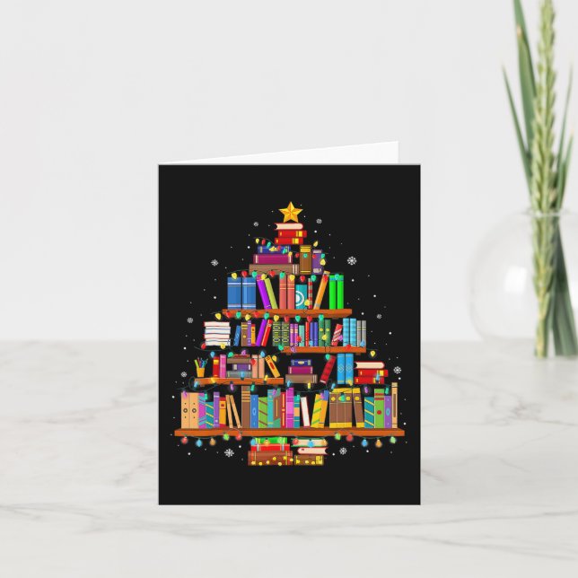 Frohe Weihnachtsbaum lesen Bücher Lover Librarian Karte (Vorderseite)