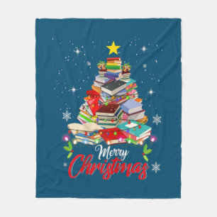 Frohe Weihnachtsbaum Liebe lesen Bücher Bibliothek Fleecedecke