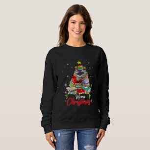 Frohe Weihnachtsbaum Liebe lesen Bücher Bibliothek Sweatshirt