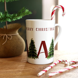 Frohe Weihnachtsbaum Mit Monogramm Feiertag Prozellantasse