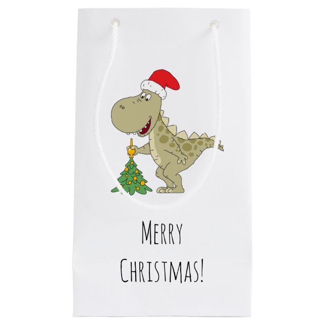Frohe Weihnachtsbaum Niedliche Dinosaurier-Weihnac Kleine Geschenktüte (Vorderseite)