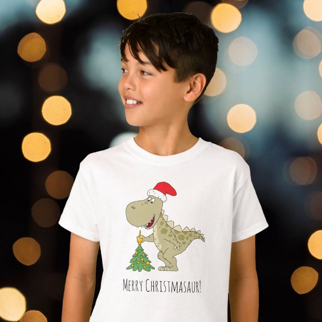 Frohe Weihnachtsbaum Niedliche Dinosaurier-Weihnac T-Shirt (Von Creator hochgeladen)