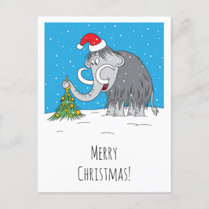 Frohe Weihnachtsbaum Niedliche Mammoth-Weihnachtsm Feiertagspostkarte