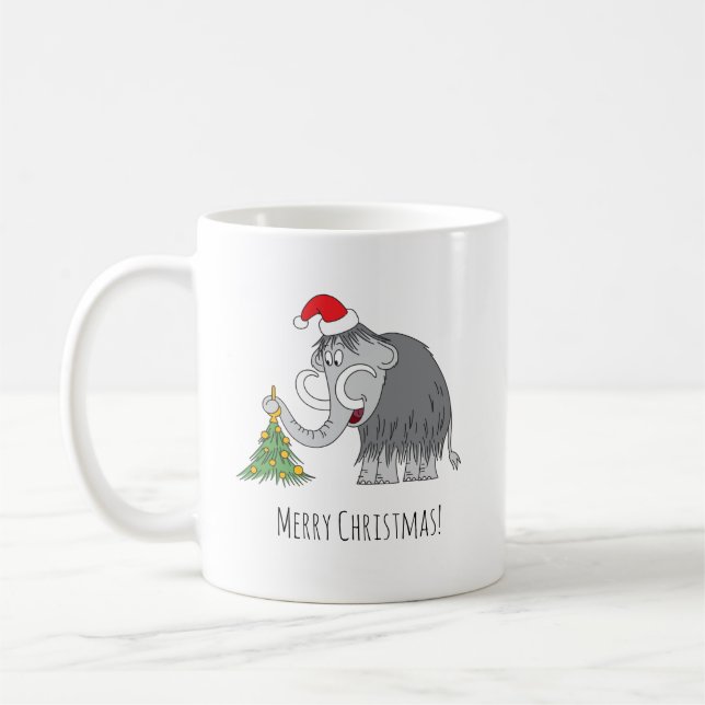 Frohe Weihnachtsbaum Niedliche Mammoth-Weihnachtsm Kaffeetasse (Links)