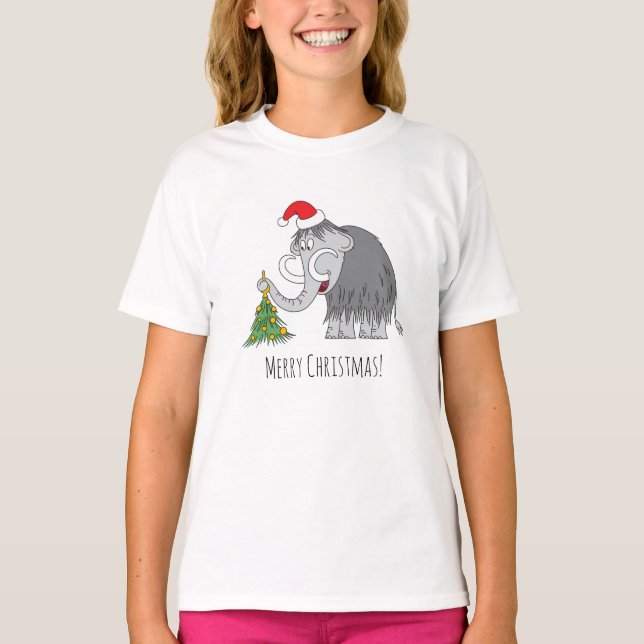 Frohe Weihnachtsbaum Niedliche Mammoth-Weihnachtsm T-Shirt (Vorderseite)