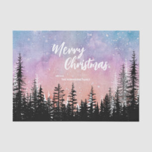 Frohe Weihnachtsbaum Night Gradienten Skript Wald Seidenpapier