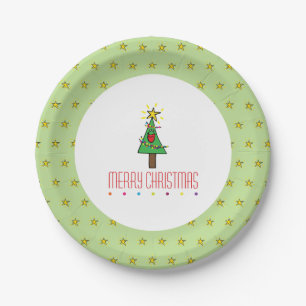 Frohe Weihnachtsbaum Ornaments String of Lights Pappteller