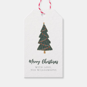 Frohe Weihnachtsbaum-Personalisierte Grüße und Nam Geschenkanhänger