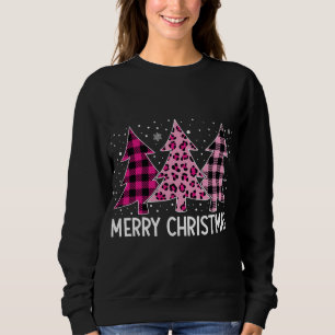Frohe Weihnachtsbaum Pink Buffalo Kariert und Leop Sweatshirt