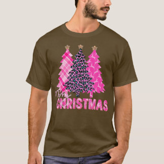 Frohe Weihnachtsbaum Pink Buffalo Kariert und Leop T-Shirt