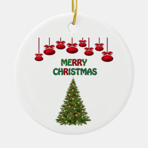 Frohe Weihnachtsbaum präsentiert Feiertag Keramik Ornament