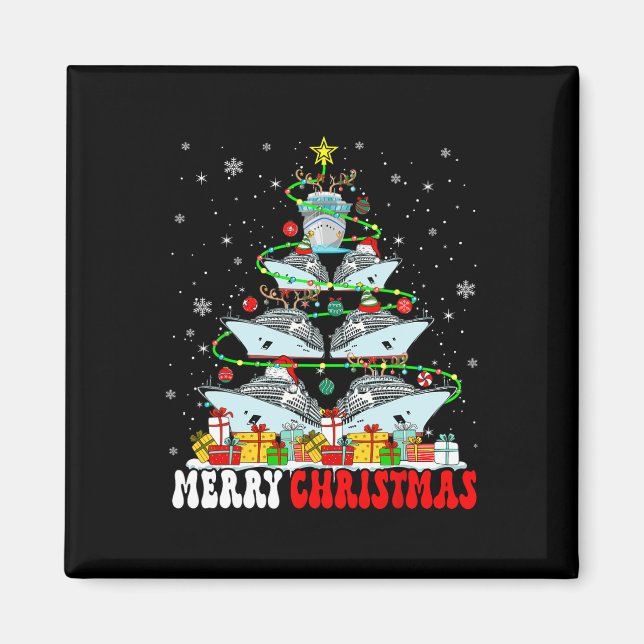 Frohe Weihnachtsbaum Rentier Elf Santa Cruise Ship Magnet (Vorne)