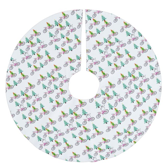 Frohe Weihnachtsbaum Rock Elf Snowman Polyester Weihnachtsbaumdecke (Vorderseite)