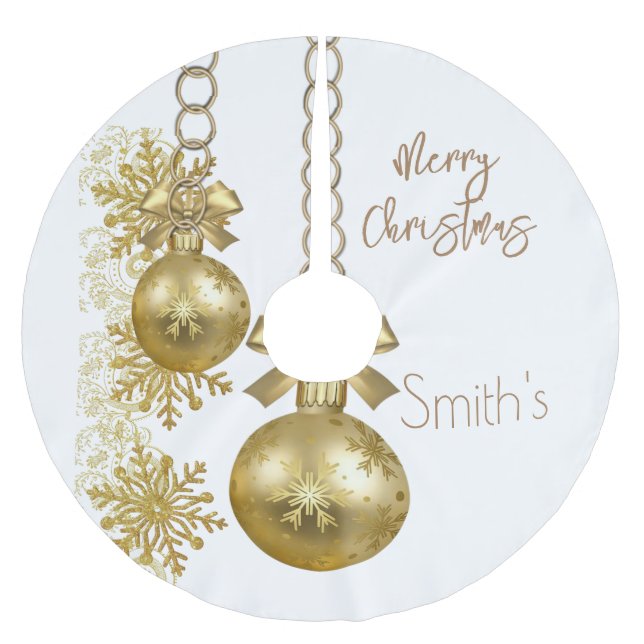 Frohe Weihnachtsbaum Rock Gold Weihnachtsschmuck Polyester Weihnachtsbaumdecke (Vorderseite)