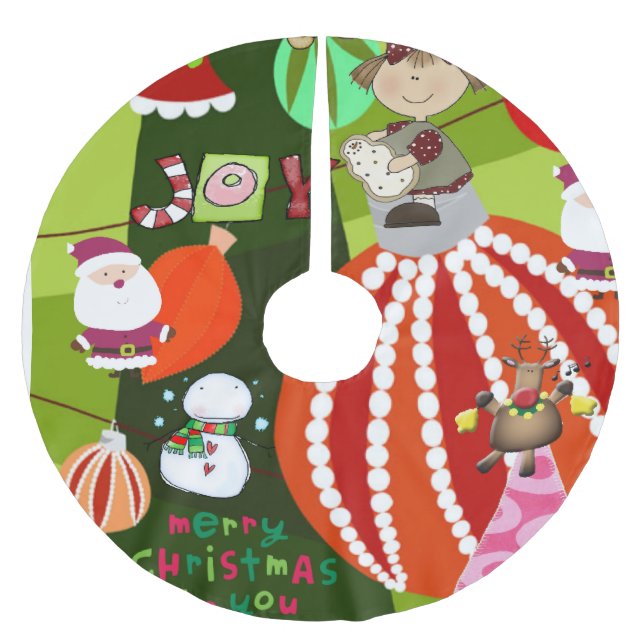 Frohe Weihnachtsbaum Rock Happy Holidays Ginger Polyester Weihnachtsbaumdecke (Vorderseite)