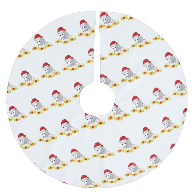 Frohe Weihnachtsbaum Rock Opossum Polyester Weihnachtsbaumdecke (Vorderseite)