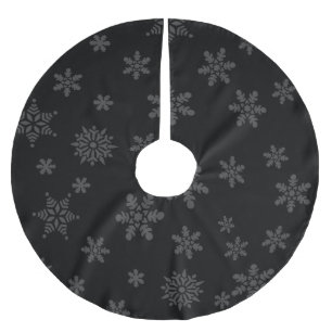 Frohe Weihnachtsbaum Rock Snowflakes Schwarz Polyester Weihnachtsbaumdecke
