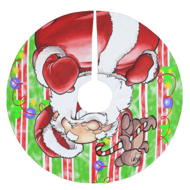 Frohe Weihnachtsbaum Rock Teddy Bear Polyester Weihnachtsbaumdecke (Vorderseite)