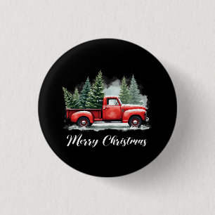 Frohe Weihnachtsbaum rote Lastwagen Button