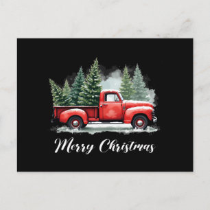 Frohe Weihnachtsbaum roter LKW Postkarte