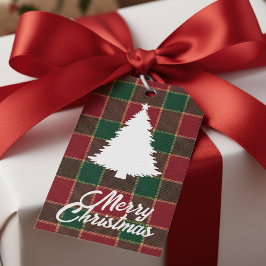 Frohe Weihnachtsbaum Roter und grüner Tartan Von A Geschenkanhänger