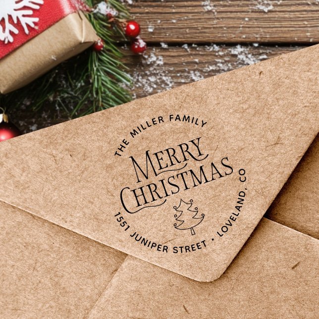 Frohe Weihnachtsbaum-Rücksendeadresse Permastempel (Von Creator hochgeladen)