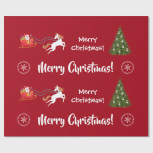 Frohe Weihnachtsbaum Santa Sleigh Girly Unicorn Geschenkpapier