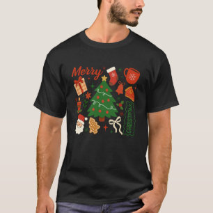 Frohe Weihnachtsbaum Santa Strumpf Keks Kokette T-Shirt