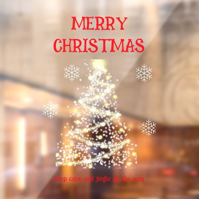 Frohe Weihnachtsbaum & Schneeflocken Fensterheber Fensteraufkleber (Blatt 2)