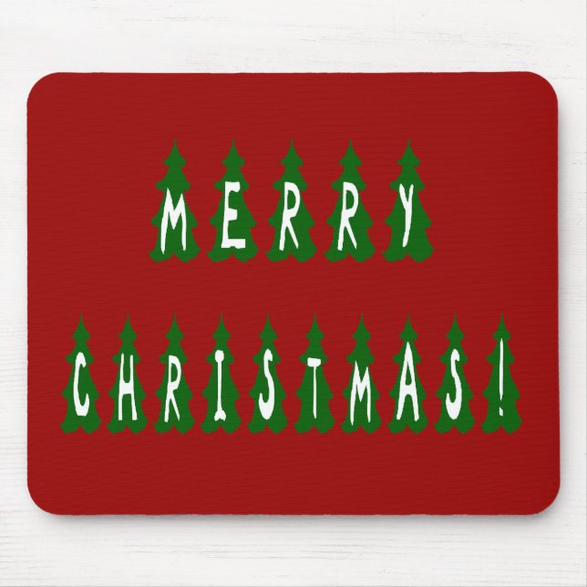 Frohe Weihnachtsbaum-Schriftart Mousepad (Vorne)