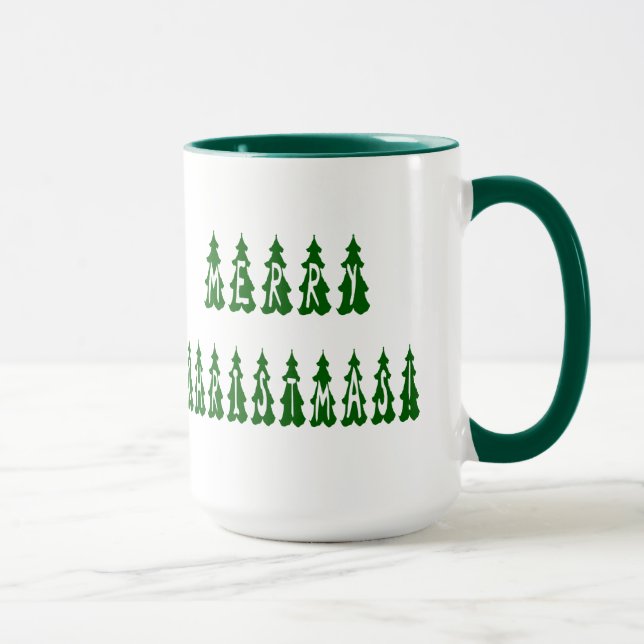 Frohe Weihnachtsbaum-Schriftart Tasse (Rechts)
