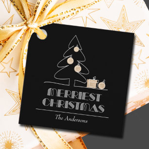 Frohe Weihnachtsbaum Schwarz Holiday Geschenkanhänger