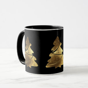 Frohe Weihnachtsbaum Schwarz und Gold Look Elegant Tasse