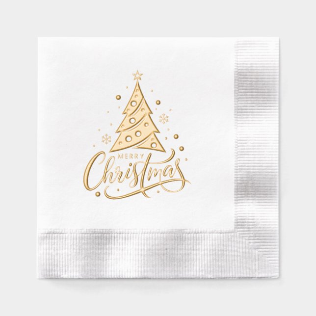Frohe Weihnachtsbaum Servietten Mit Folie (Vorderseite)
