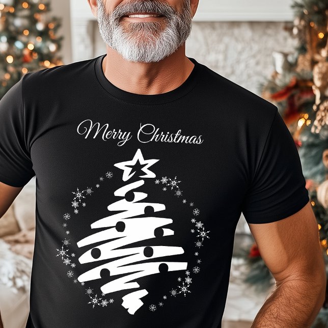 Frohe Weihnachtsbaum Silhouette Minimalistisch Url T-Shirt (Merry Christmas Tree Silhouette Minimalist Holiday Personalized 
T-Shirt)