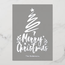 Frohe Weihnachtsbaum Silver Foil Weihnachtskarte