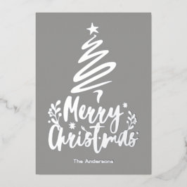 Frohe Weihnachtsbaum Silver Foil Weihnachtskarte Folien Feiertagskarte