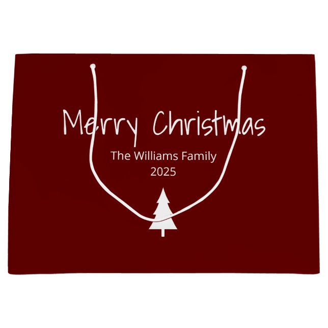 Frohe Weihnachtsbaum Simple Typografy Holiday Große Geschenktüte (Vorderseite)