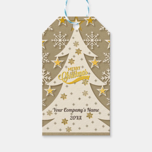 Frohe Weihnachtsbaum, Snowflake & Star-Silhouetten Geschenkanhänger (Vorderseite)