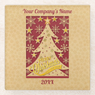 Frohe Weihnachtsbaum, Snowflake & Star-Silhouetten Glasuntersetzer