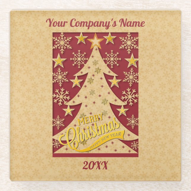 Frohe Weihnachtsbaum, Snowflake & Star-Silhouetten Glasuntersetzer (Vorderseite)