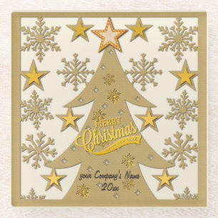 Frohe Weihnachtsbaum, Snowflake & Star-Silhouetten Glasuntersetzer