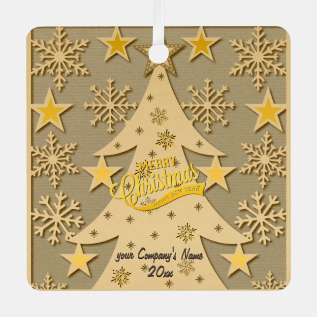 Frohe Weihnachtsbaum, Snowflake & Star-Silhouetten Ornament Aus Metall (Vorderseite)