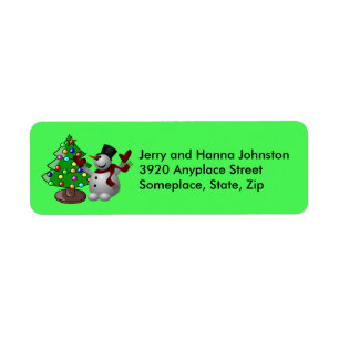 Frohe Weihnachtsbaum & Snowman Address Labels