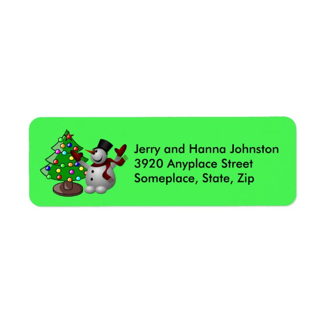Frohe Weihnachtsbaum & Snowman Address Labels (Vorne)