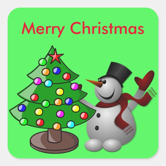 Frohe Weihnachtsbaum & Snowman Stickers (Vorderseite)