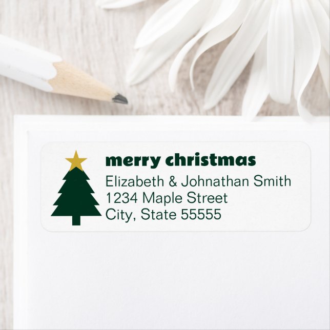 Frohe Weihnachtsbaum & Star Dark Green und White (Insitu)