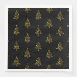Frohe Weihnachtsbaum Stars Black Gold Shiny Chic Serviette